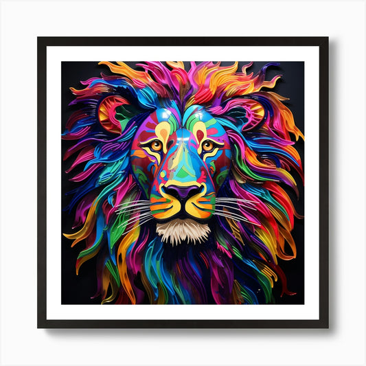 Colorful Lion 4 Art Print Framed Wall Art Poster Canvas Print Picture