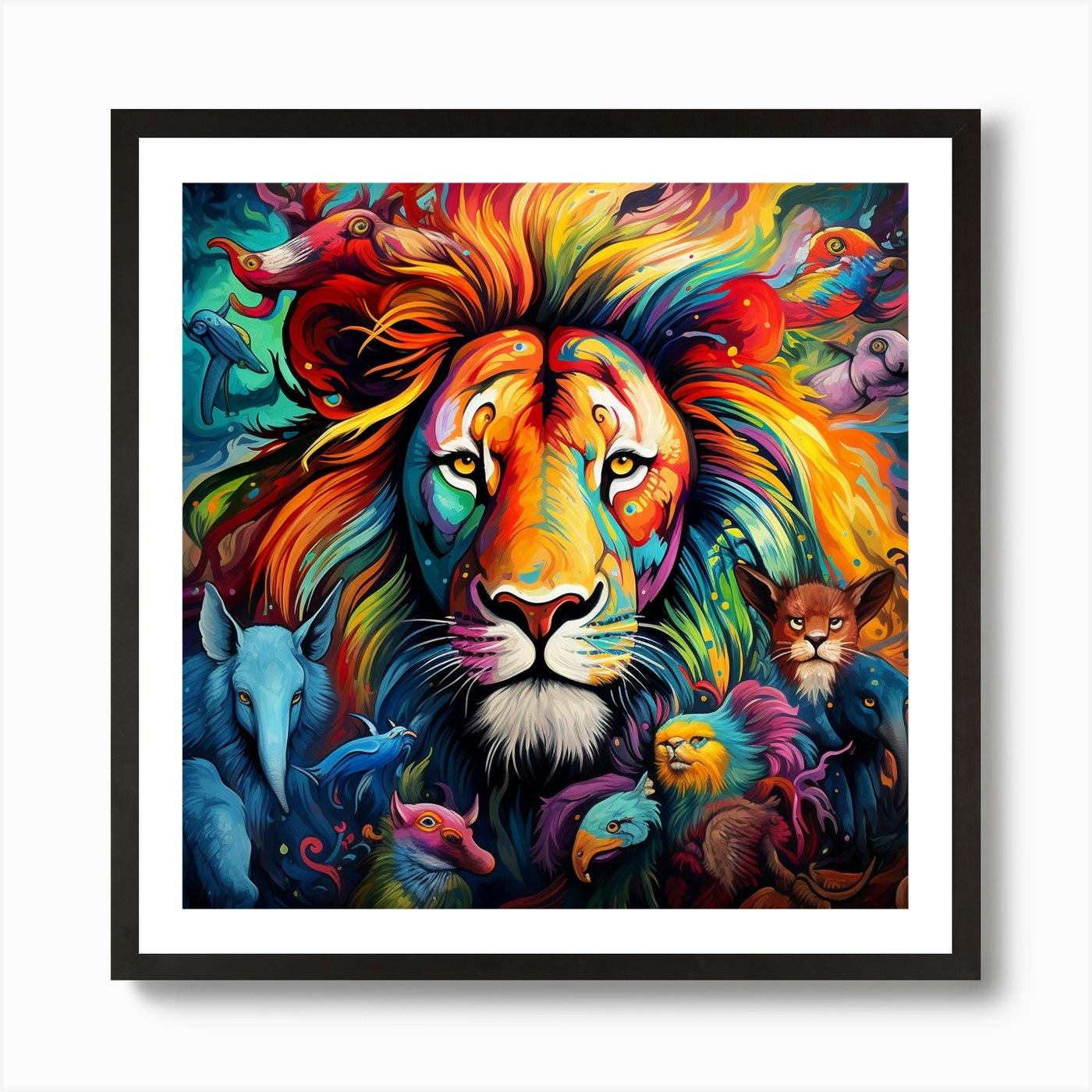Lion Impression Art Print Framed Wall Art Poster Canvas Print Picture