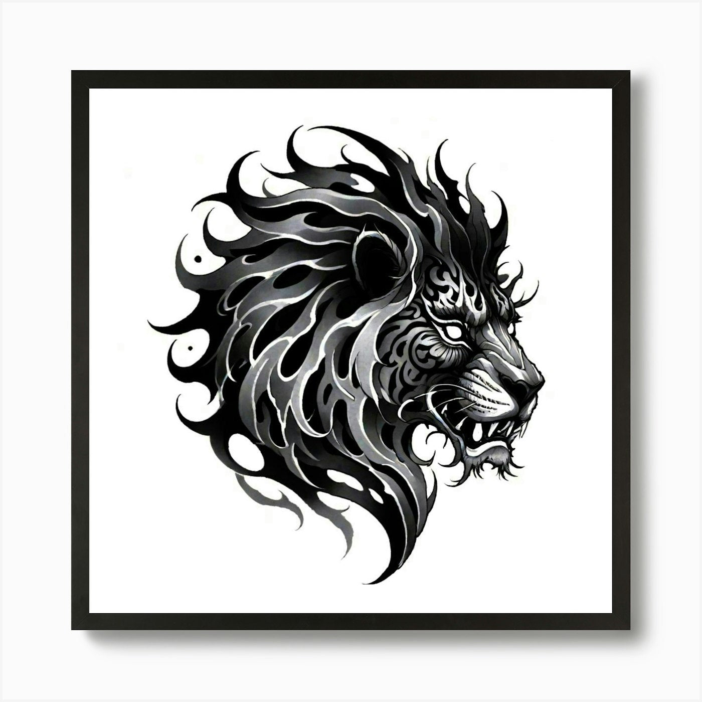 Lion Head Tattoo 11 Art Print Framed Wall Art Poster Canvas Print Picture