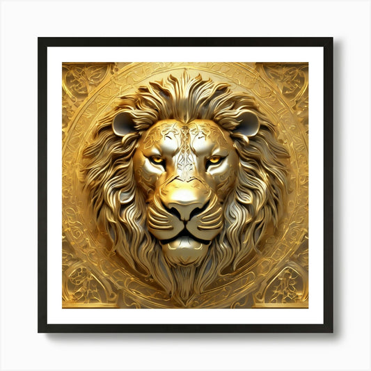 221701 A Large Lion In Three Dimens Framed Wall Art Poster Canvas Print Picture