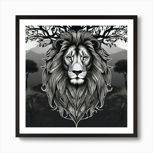 Lion Head 20 Art Print Framed Wall Art Poster Canvas Print Picture
