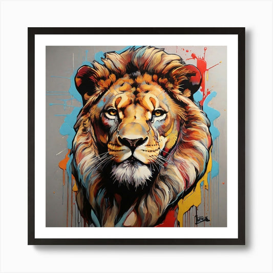 Pop Art graffiti Lion Art Print Framed Wall Art Poster Canvas Print Picture