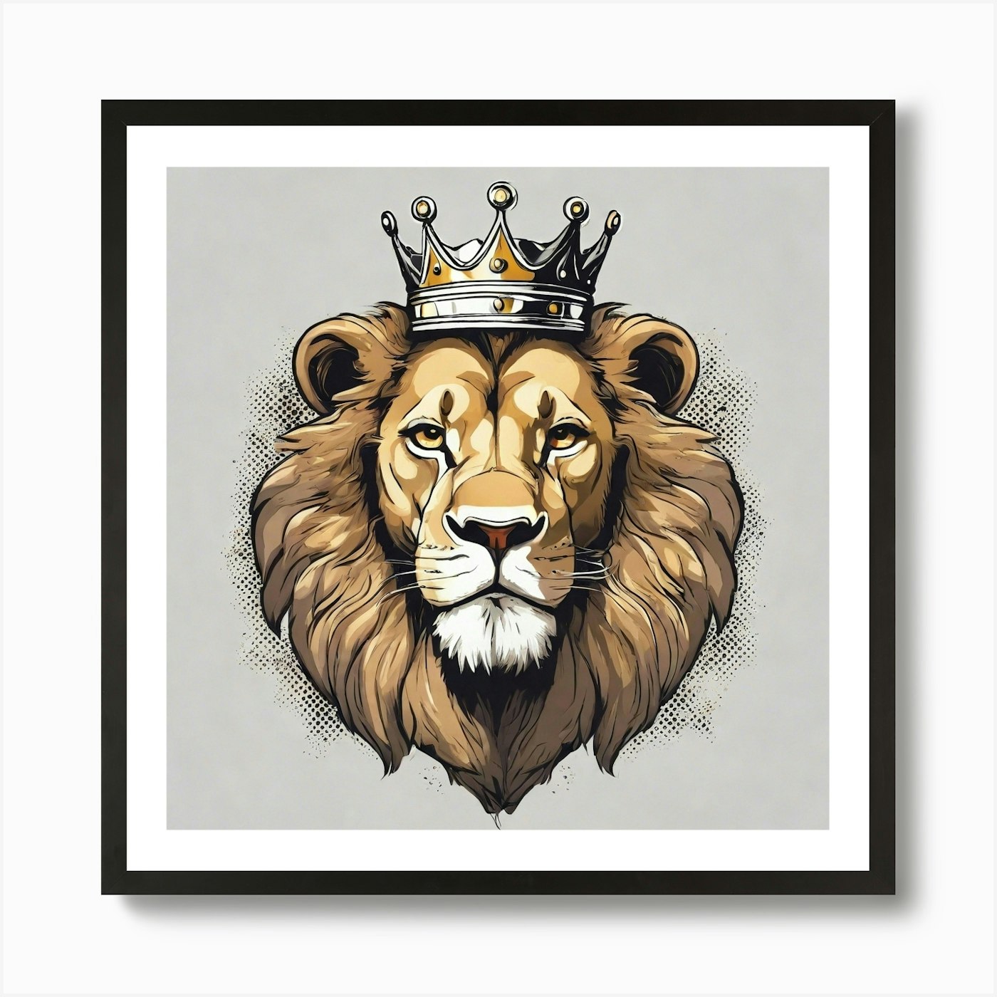 Lion With Crown 1 Art Print Framed Wall Art Poster Canvas Print Picture