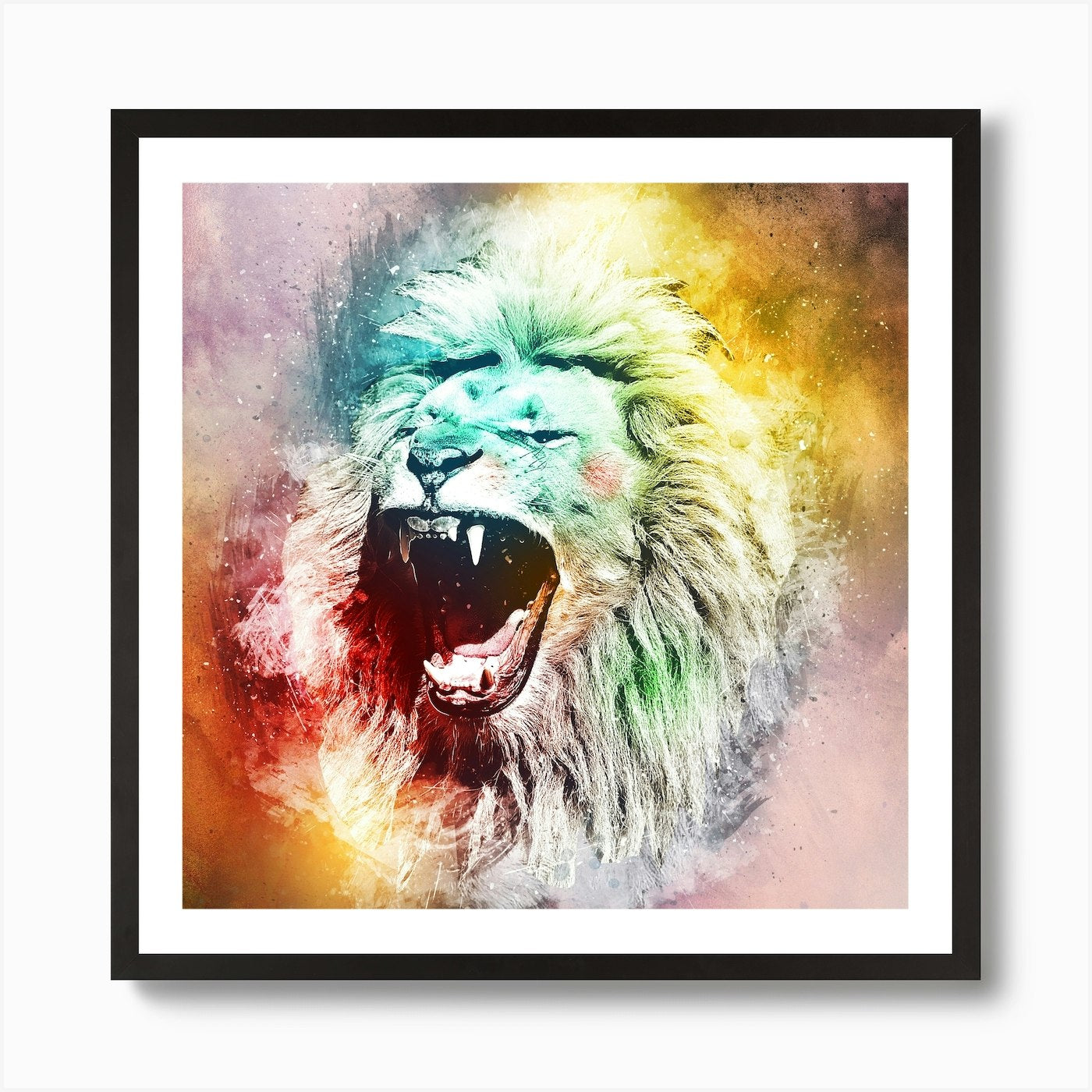 Lion Art Illustration In A Photomon Framed Wall Art Poster Canvas Print Picture