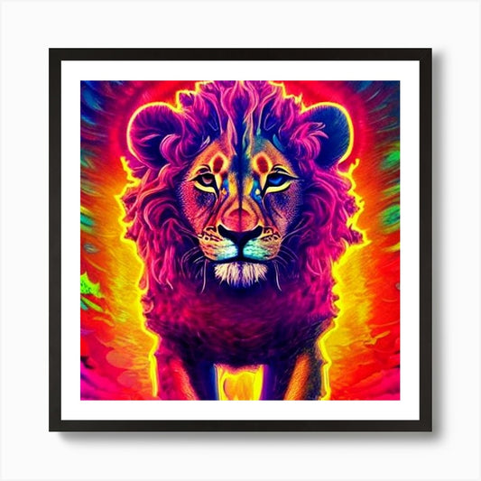 Psychedelic Lion Art Print Framed Wall Art Poster Canvas Print Picture
