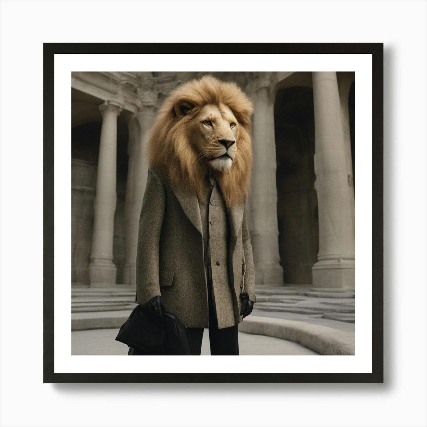 Lion In A Suit Art Print Framed Wall Art Poster Canvas Print Picture