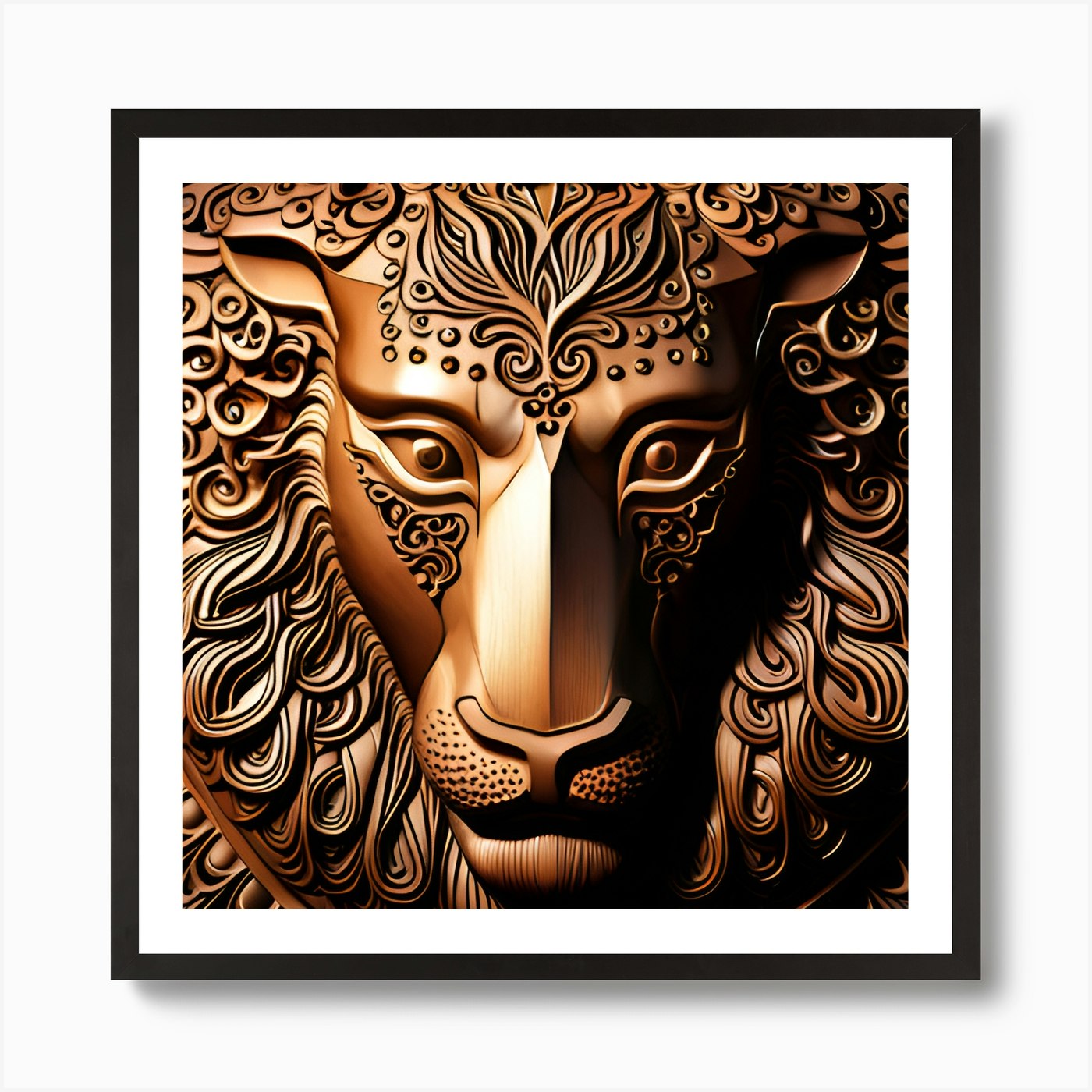 Lion Head Art Print Framed Wall Art Poster Canvas Print Picture