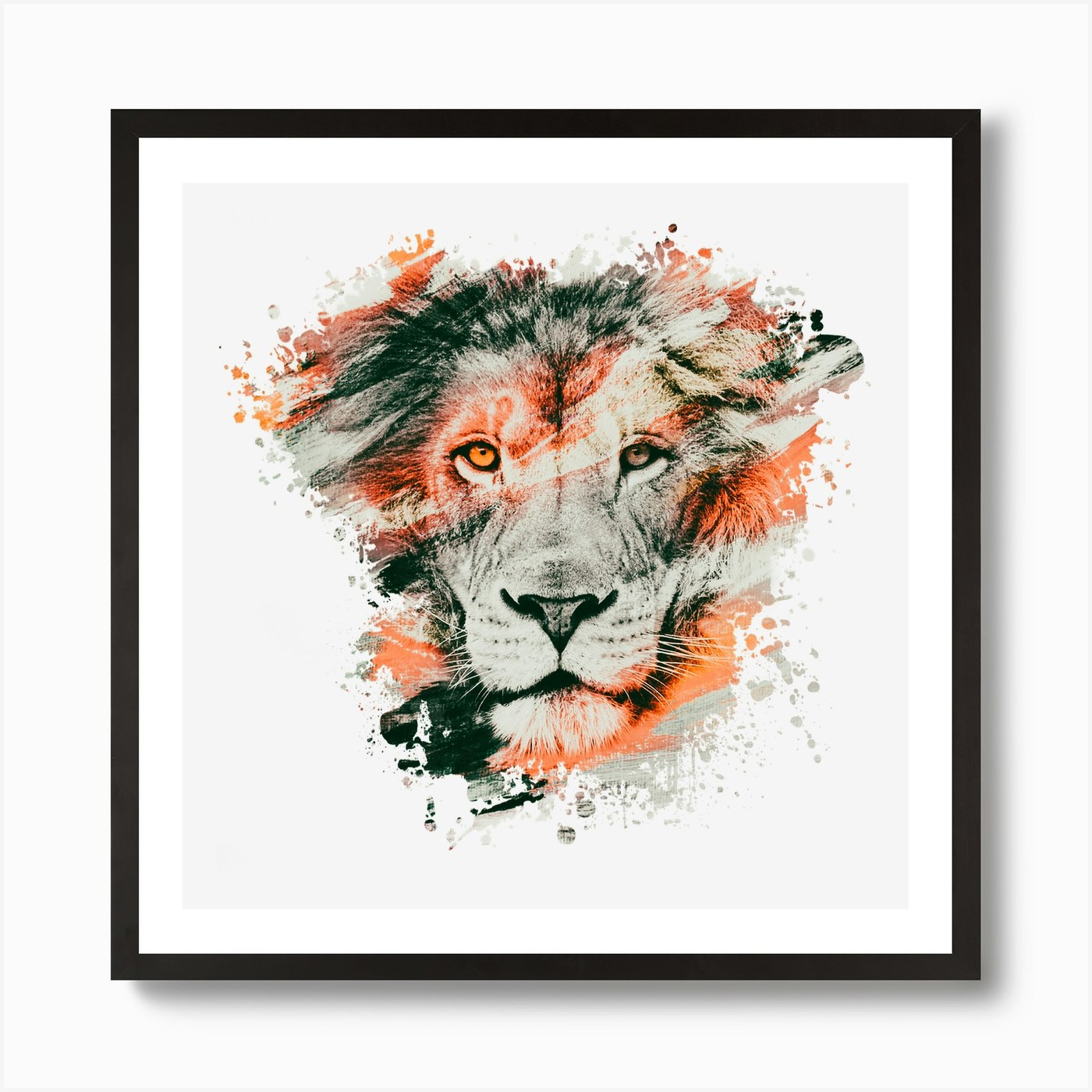 Lion Painting Blots Animal Art Prin Framed Wall Art Poster Canvas Print Picture