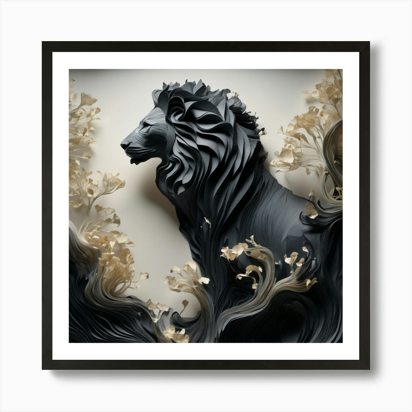 Lion In Water Art Print Framed Wall Art Poster Canvas Print Picture
