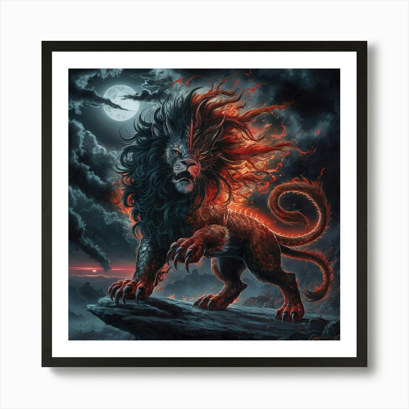 Lion Of The Night 1 Art Print Framed Wall Art Poster Canvas Print Picture