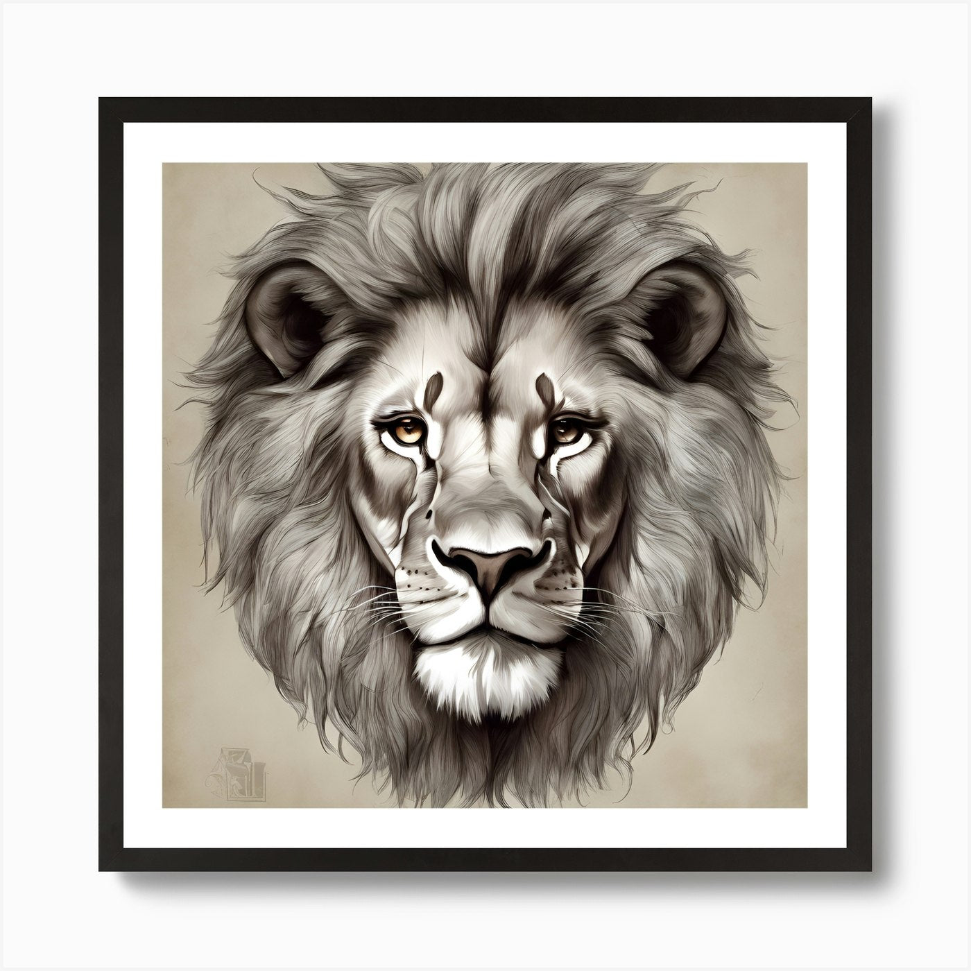 Lion Head Tattoo Art Print Framed Wall Art Poster Canvas Print Picture