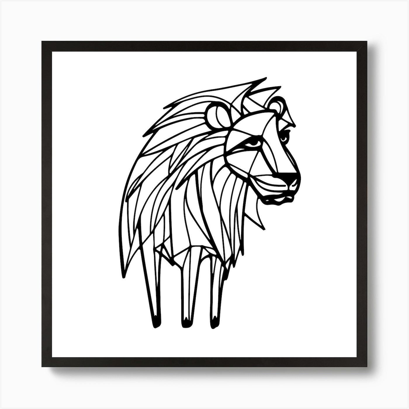 Geometric Lion Art Print Framed Wall Art Poster Canvas Print Picture