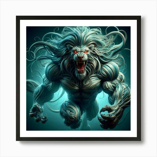Charging Lion 1 Art Print Framed Wall Art Poster Canvas Print Picture
