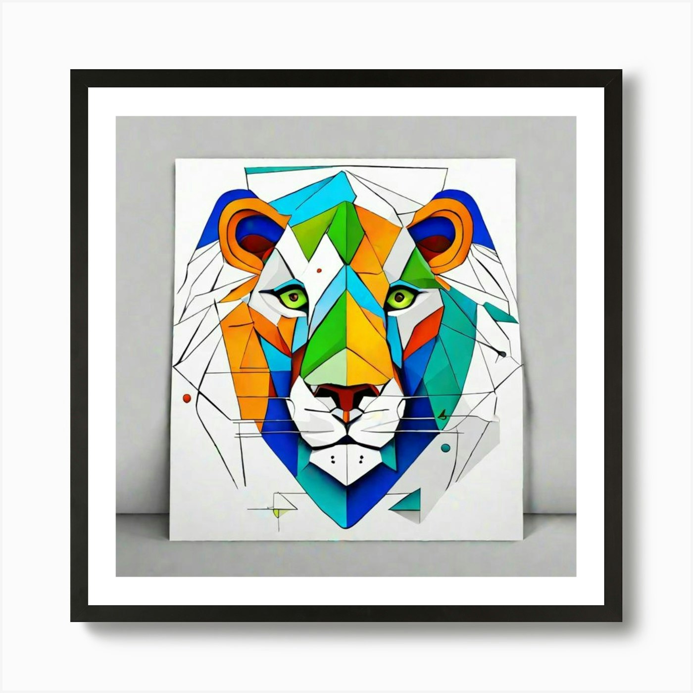 Geometric Lion Art Print Framed Wall Art Poster Canvas Print Picture