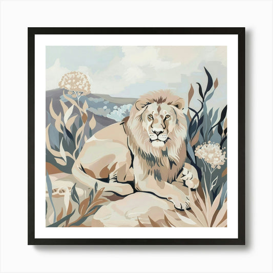 Big Lion Pastel Illustration 4 Art  Framed Wall Art Poster Canvas Print Picture