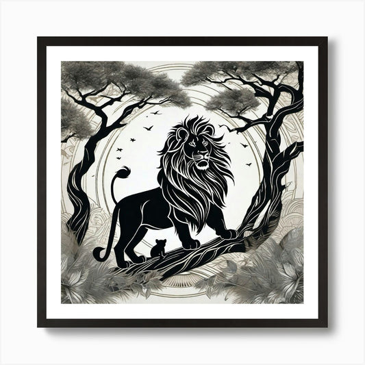 Lion In The Forest 39 Art Print Framed Wall Art Poster Canvas Print Picture