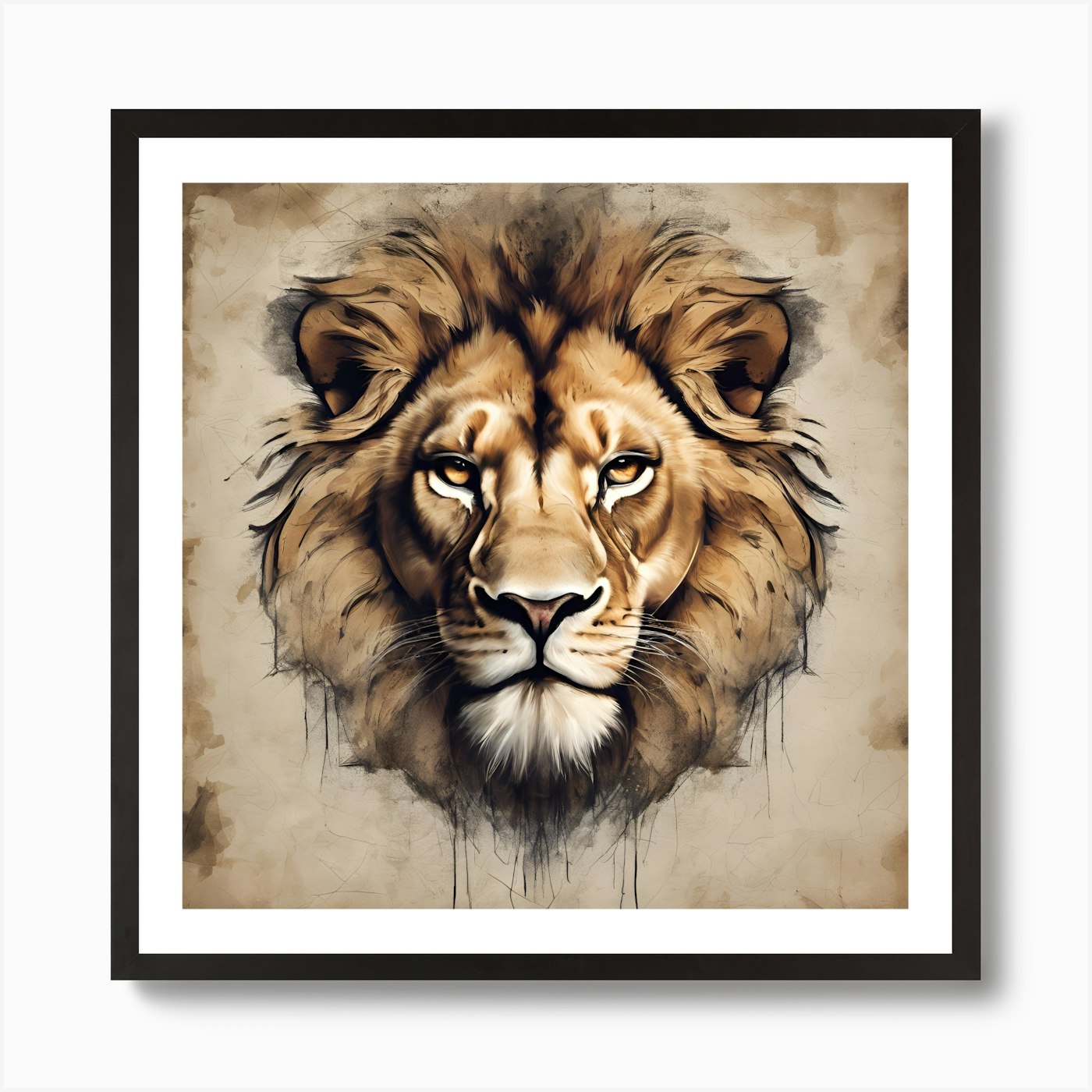 Lion Head Art Print Framed Wall Art Poster Canvas Print Picture