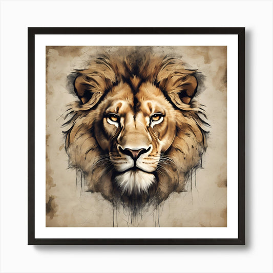 Lion Head Art Print Framed Wall Art Poster Canvas Print Picture