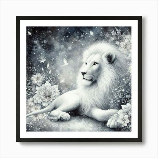 White Lion 3 Art Print Framed Wall Art Poster Canvas Print Picture