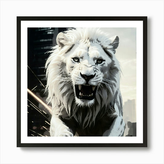 Blanche lion Art Print Framed Wall Art Poster Canvas Print Picture
