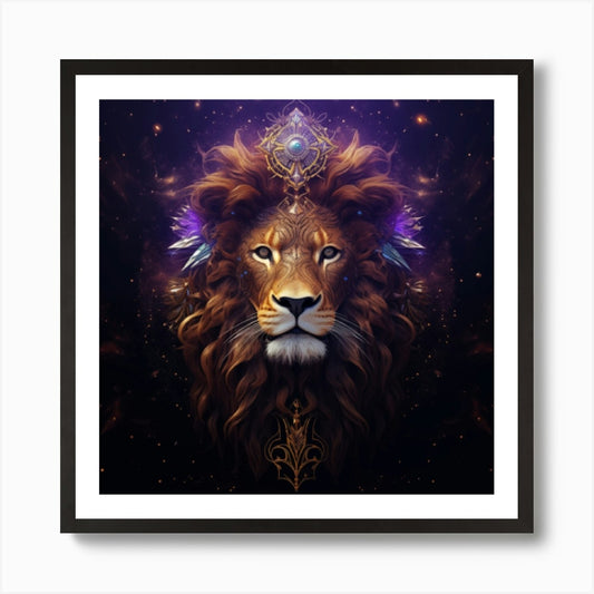 Mystic Lion Art Print Framed Wall Art Poster Canvas Print Picture