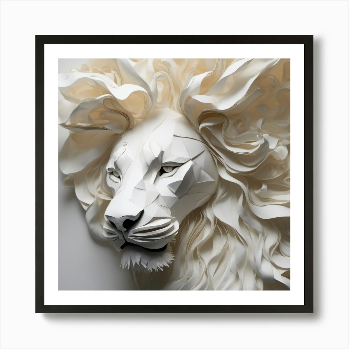 Lion Paper Sculpture Art Print Framed Wall Art Poster Canvas Print Picture