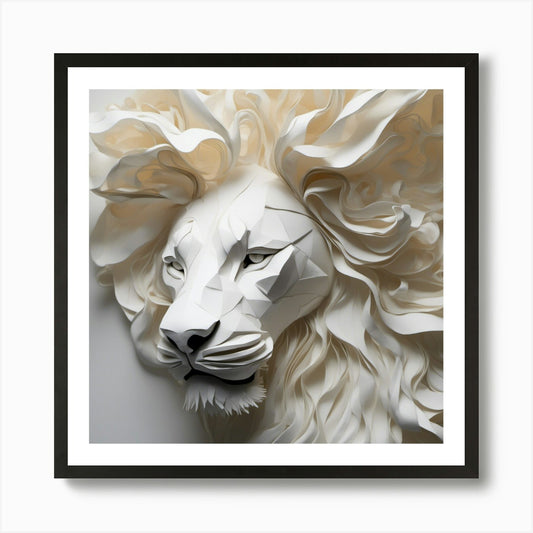 Lion Paper Sculpture Art Print Framed Wall Art Poster Canvas Print Picture