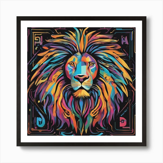 An Image Of A Lion With Letters On  Framed Wall Art Poster Canvas Print Picture