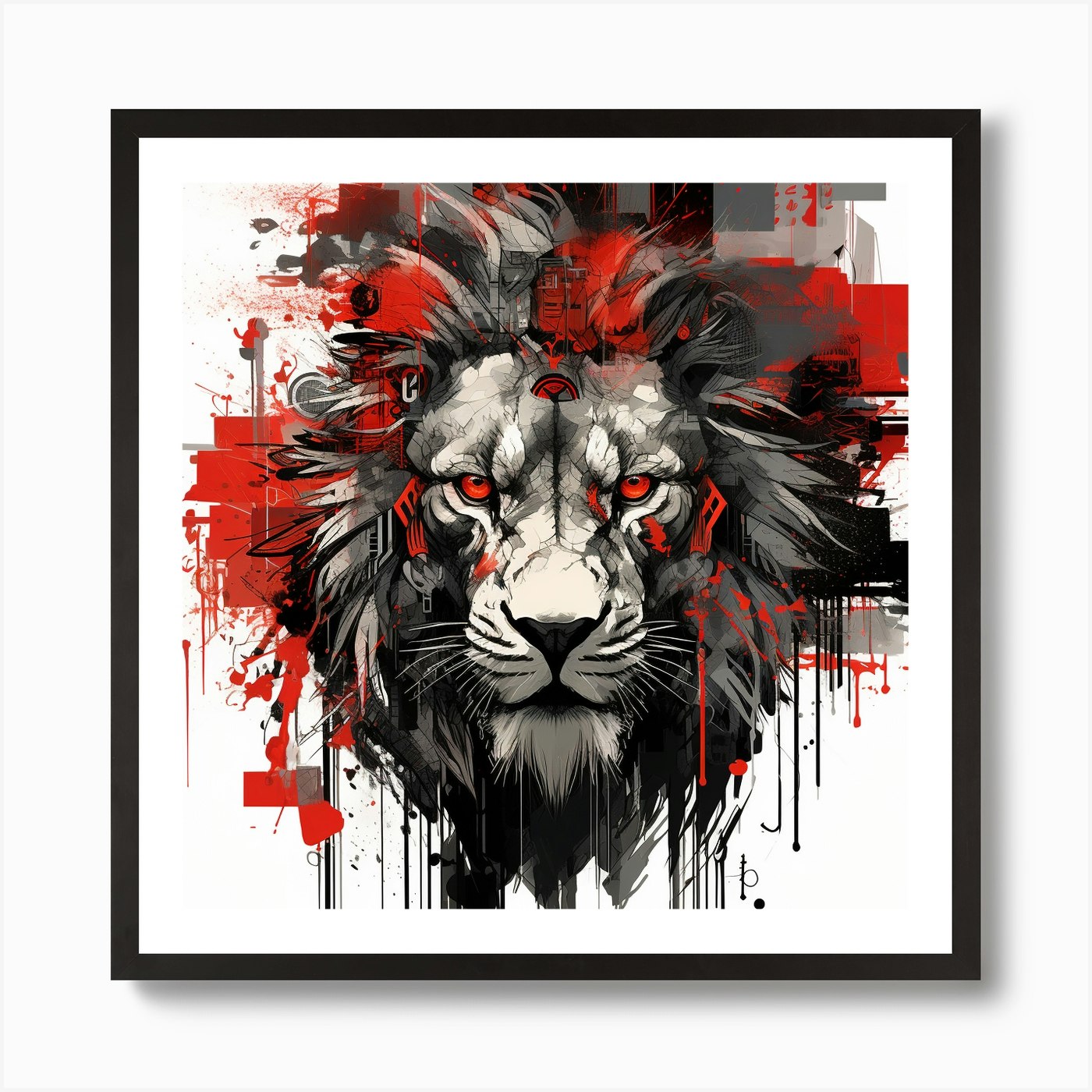 Lion Head 5 Art Print Framed Wall Art Poster Canvas Print Picture