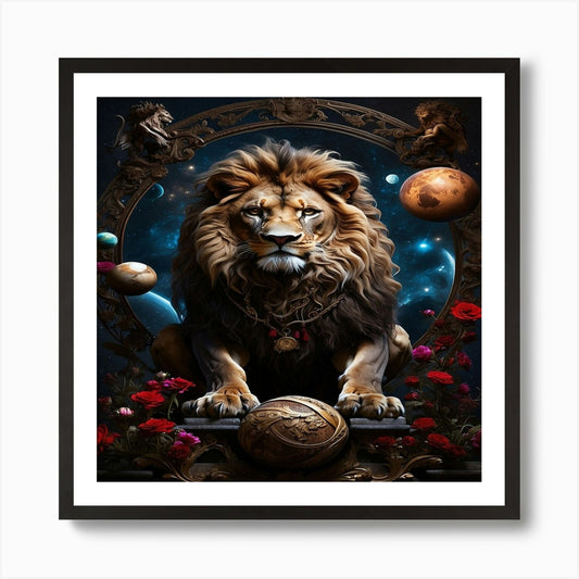 Leonardo Diffusion Xl A Lion Surrou Framed Wall Art Poster Canvas Print Picture