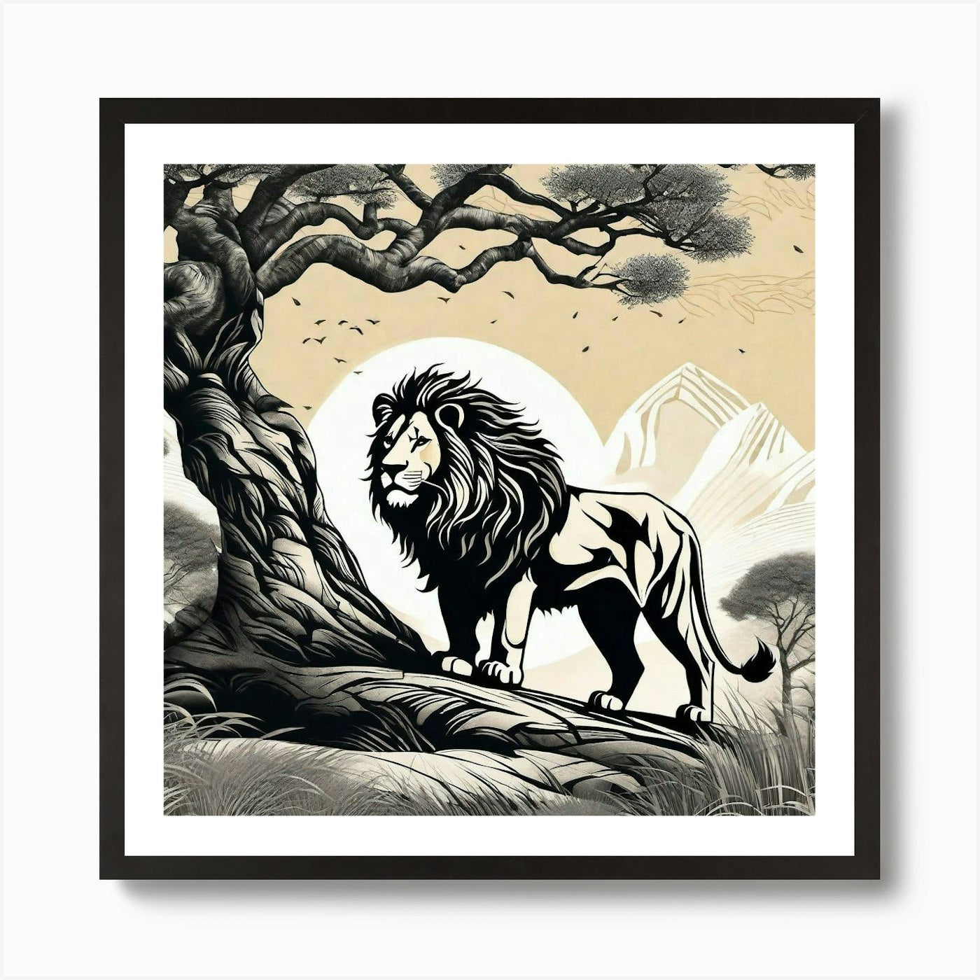 Lion In The Forest 63 Art Print Framed Wall Art Poster Canvas Print Picture
