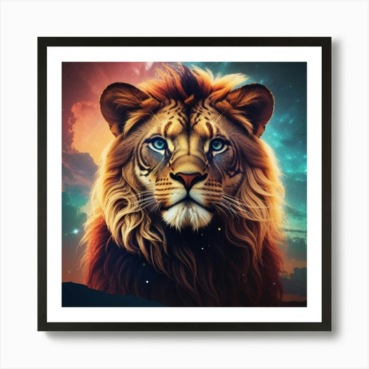 A single lion Art Print Framed Wall Art Poster Canvas Print Picture