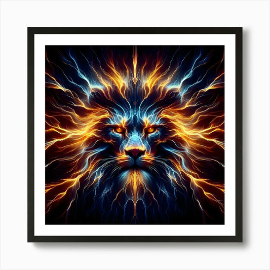 Fire Lion 1 Art Print Framed Wall Art Poster Canvas Print Picture