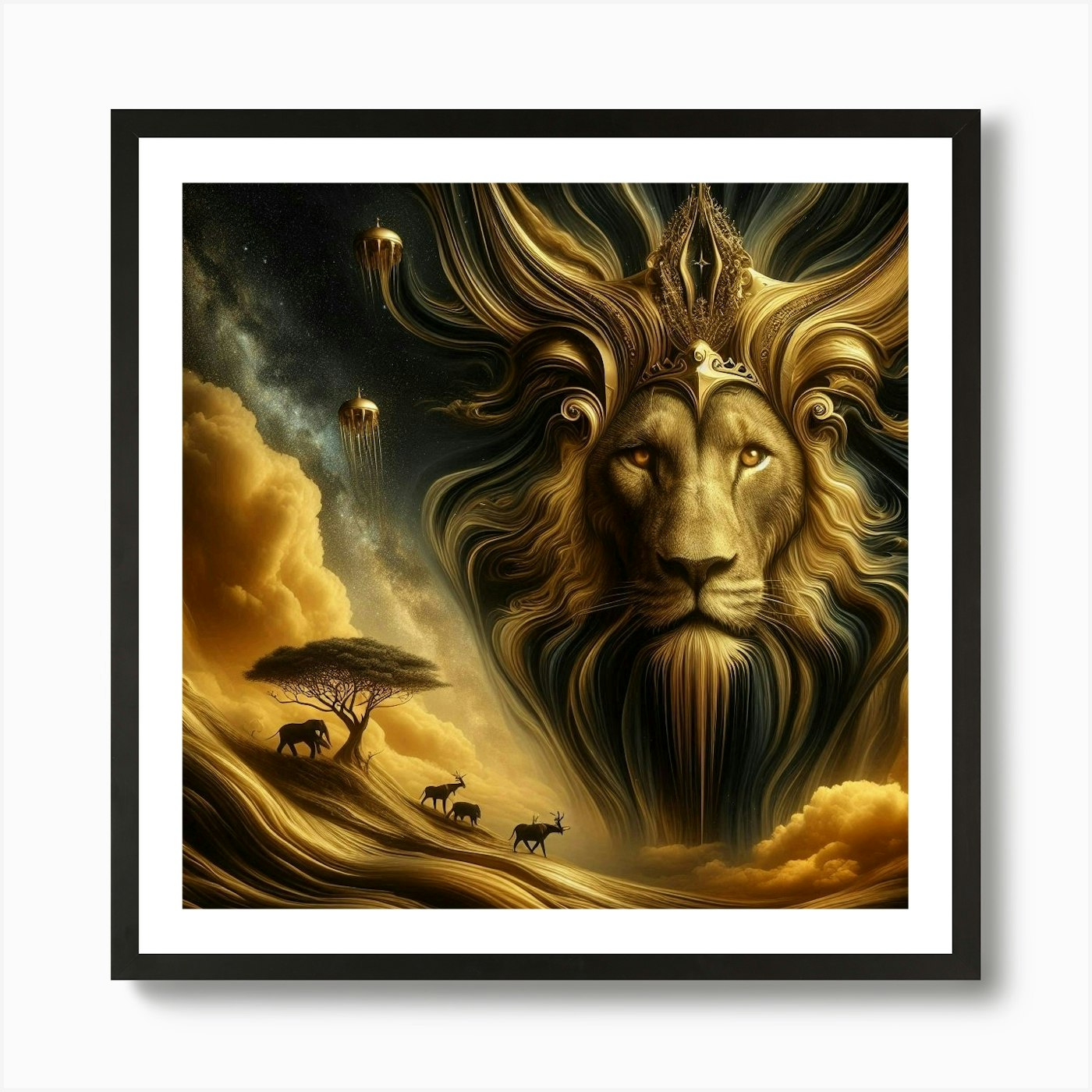 Lion In The Sky 6 Art Print Framed Wall Art Poster Canvas Print Picture