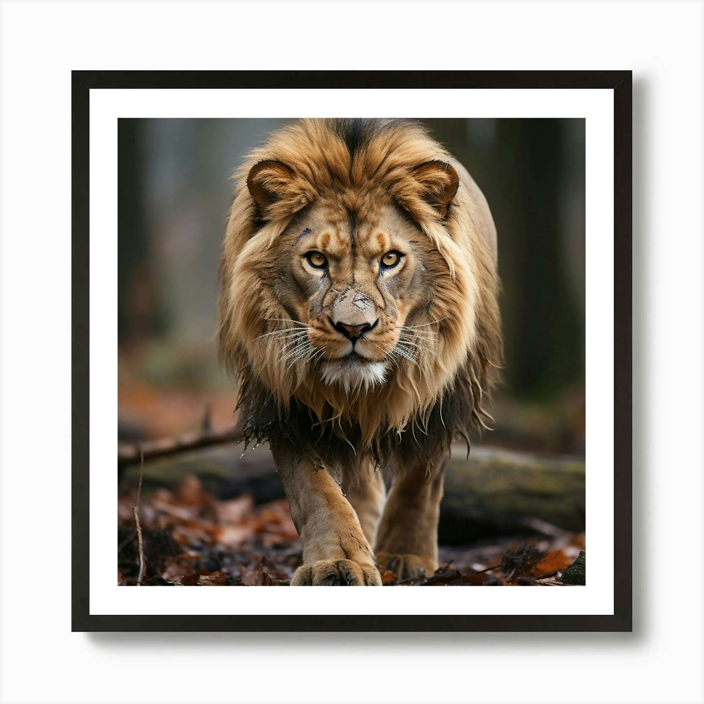 Lion In The Forest 5 Art Print Framed Wall Art Poster Canvas Print Picture