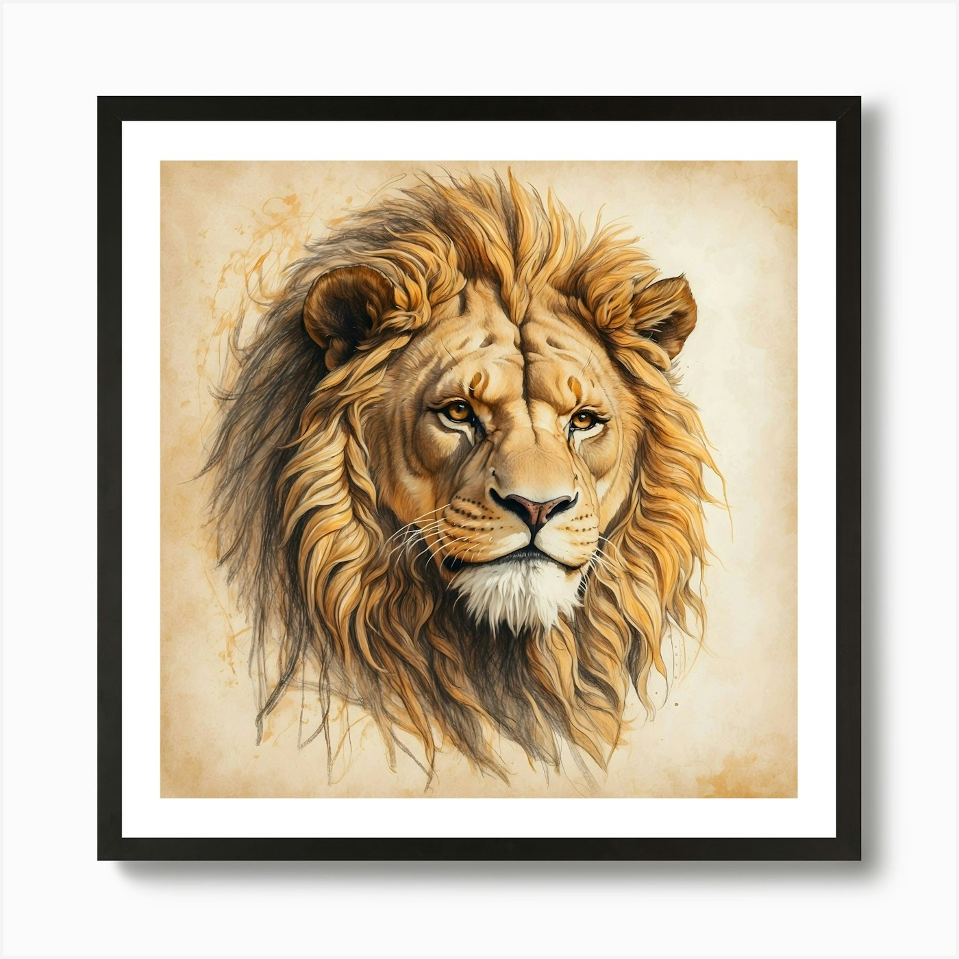 Lion Head 5 Art Print Framed Wall Art Poster Canvas Print Picture