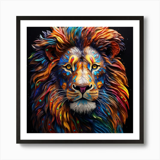 Colorful Lion 3 Art Print Framed Wall Art Poster Canvas Print Picture