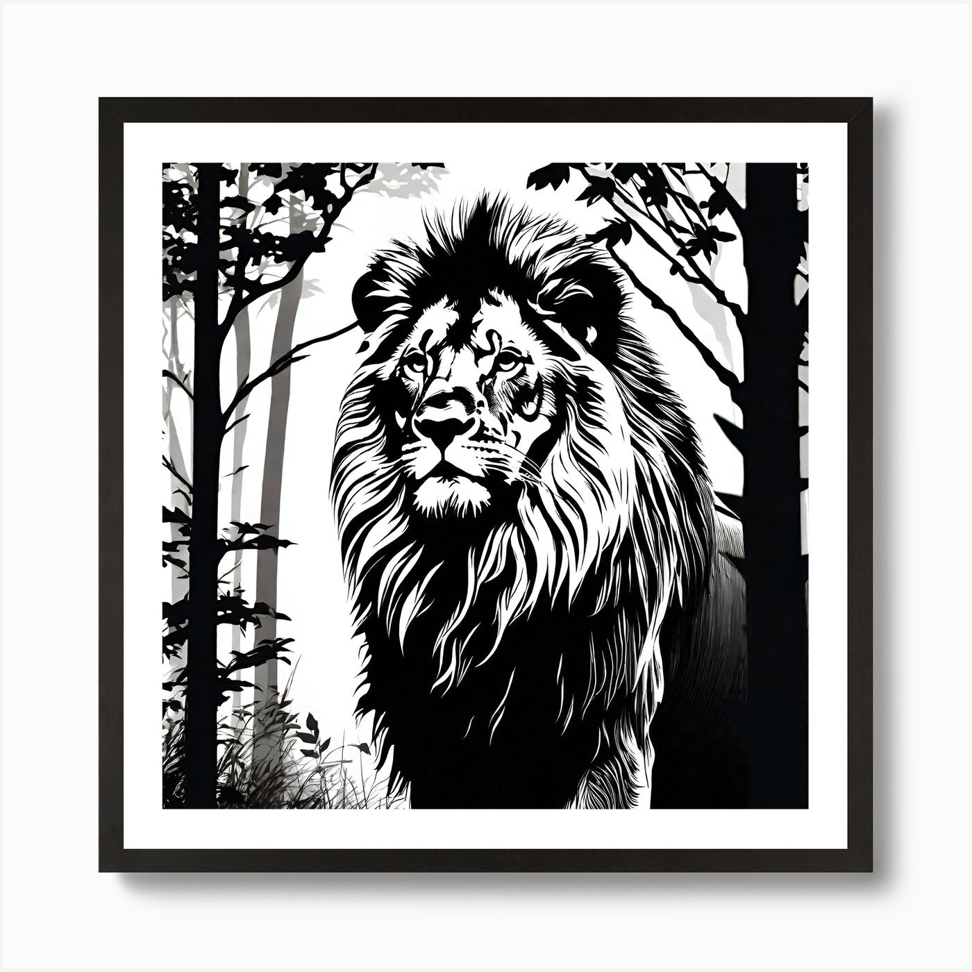 Lion In The Forest 7 Art Print Framed Wall Art Poster Canvas Print Picture
