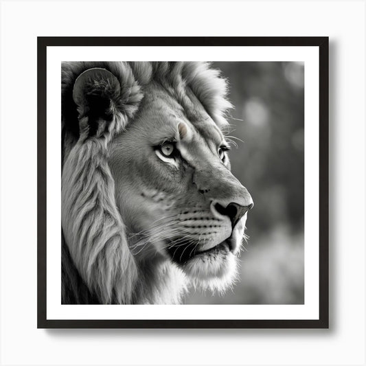 Monochrome Lion Art Print Framed Wall Art Poster Canvas Print Picture