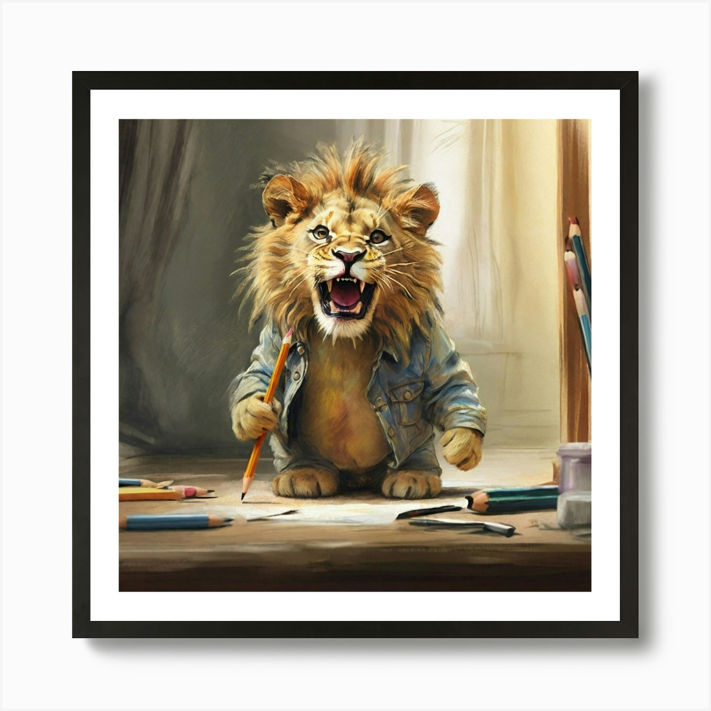 Lion Drawing 9 Art Print Framed Wall Art Poster Canvas Print Picture