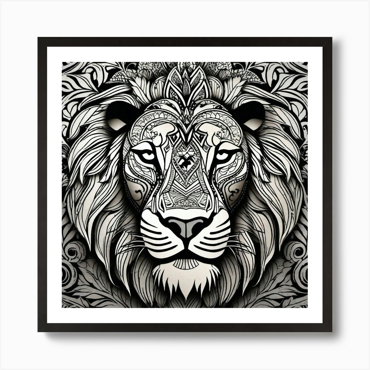 Lion Head 23 Art Print Framed Wall Art Poster Canvas Print Picture