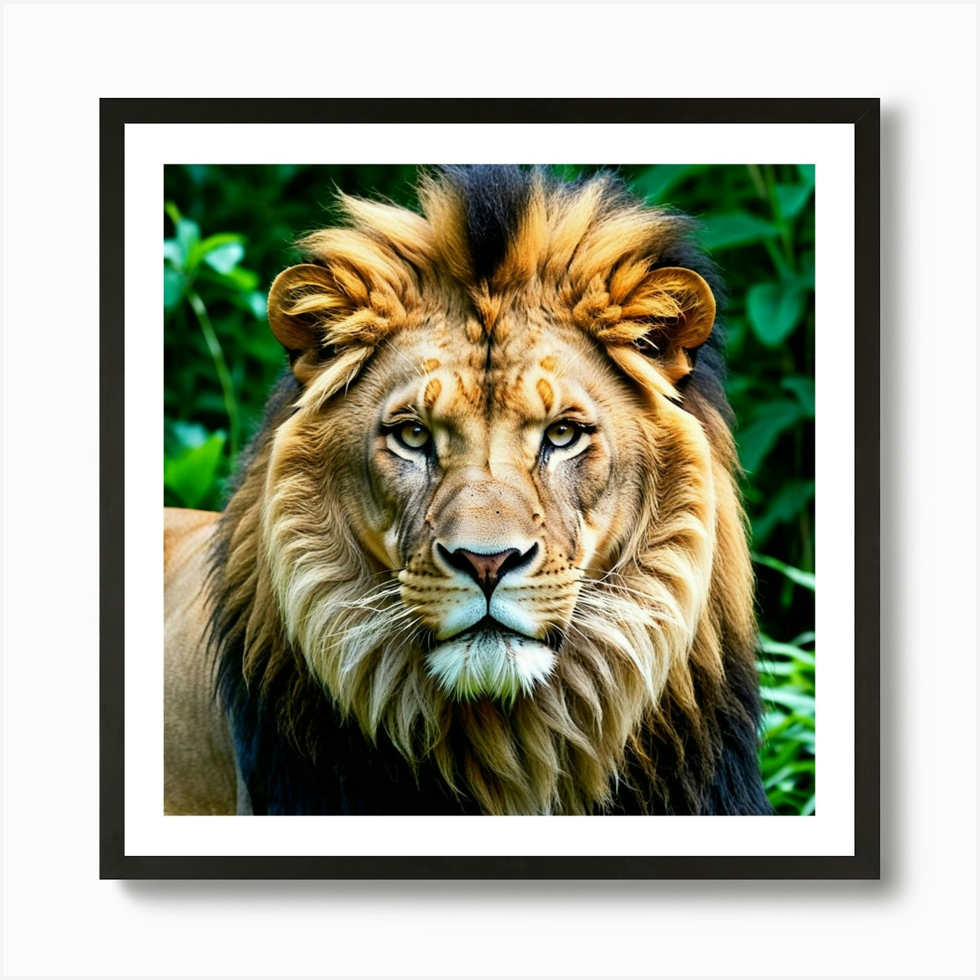 Lion In The Forest Art Print Framed Wall Art Poster Canvas Print Picture