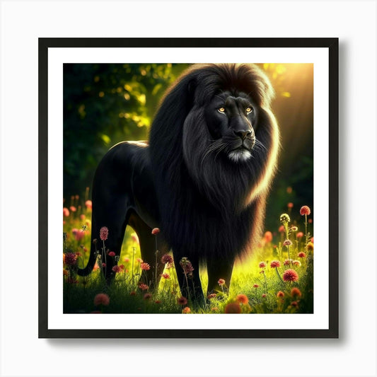 Black Lion Art Print Framed Wall Art Poster Canvas Print Picture