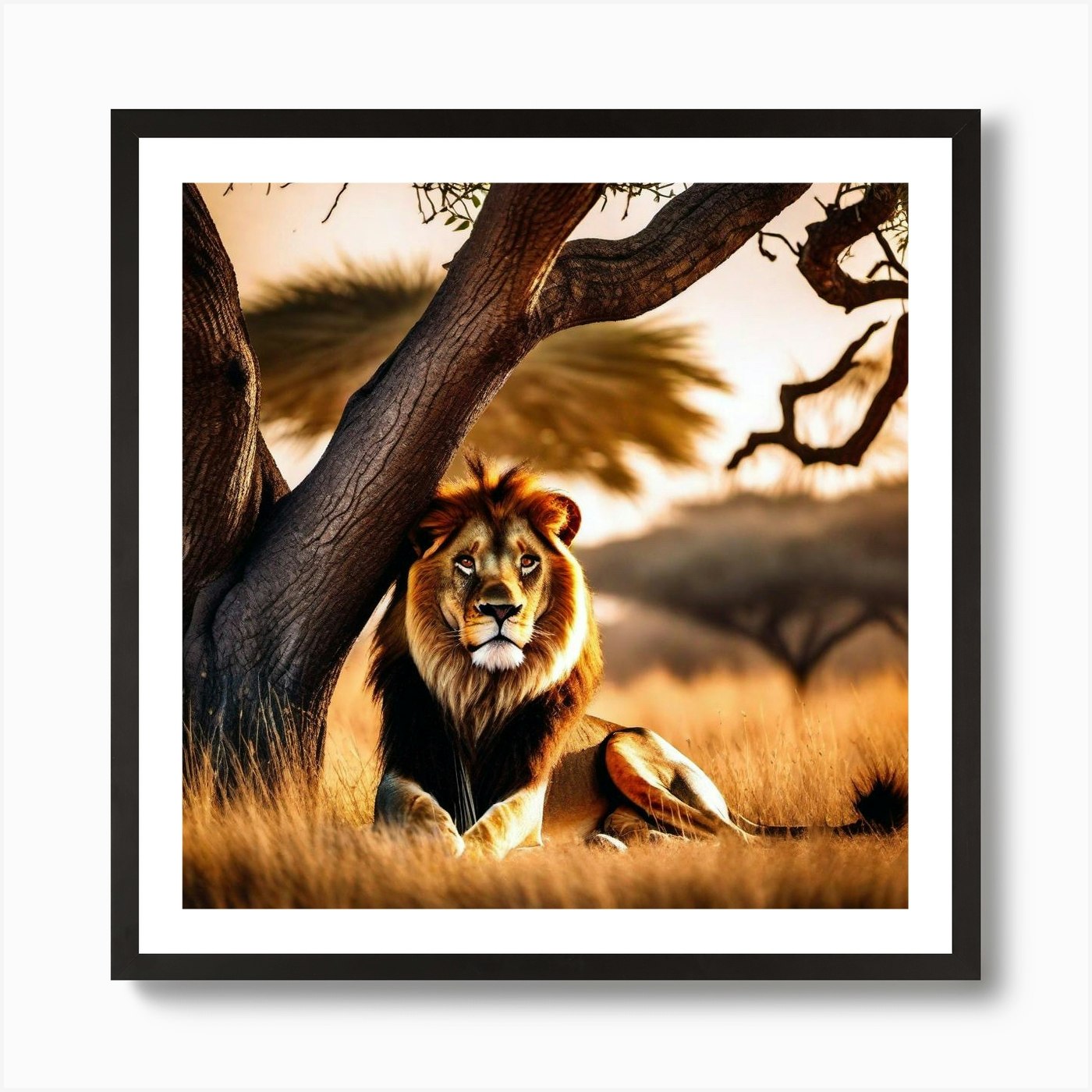 Lion In The Grass 3 Art Print Framed Wall Art Poster Canvas Print Picture