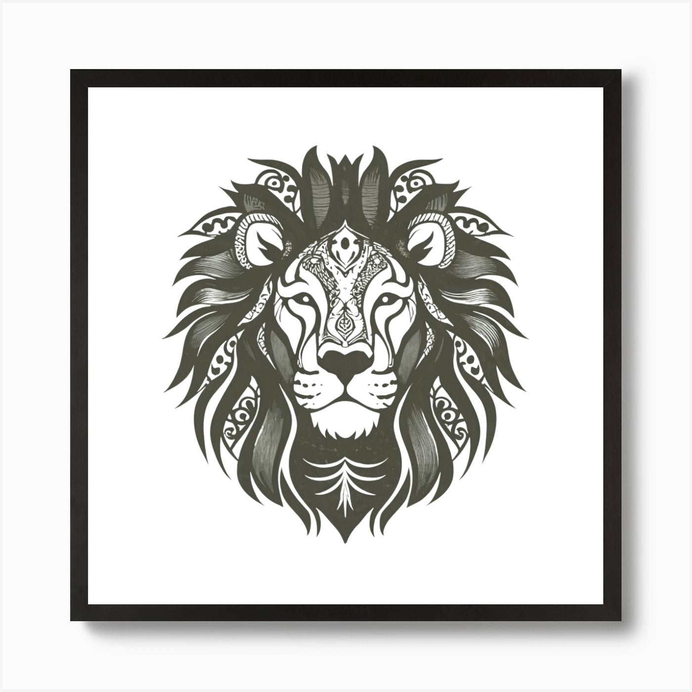 Lion Head 1 Art Print Framed Wall Art Poster Canvas Print Picture