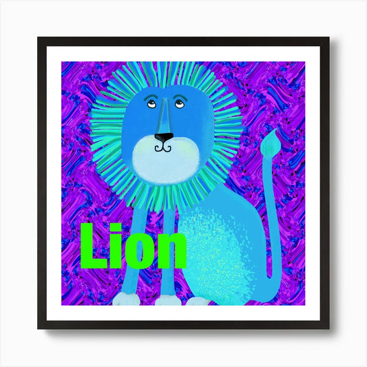 Blue Lion Square Art Print Framed Wall Art Poster Canvas Print Picture