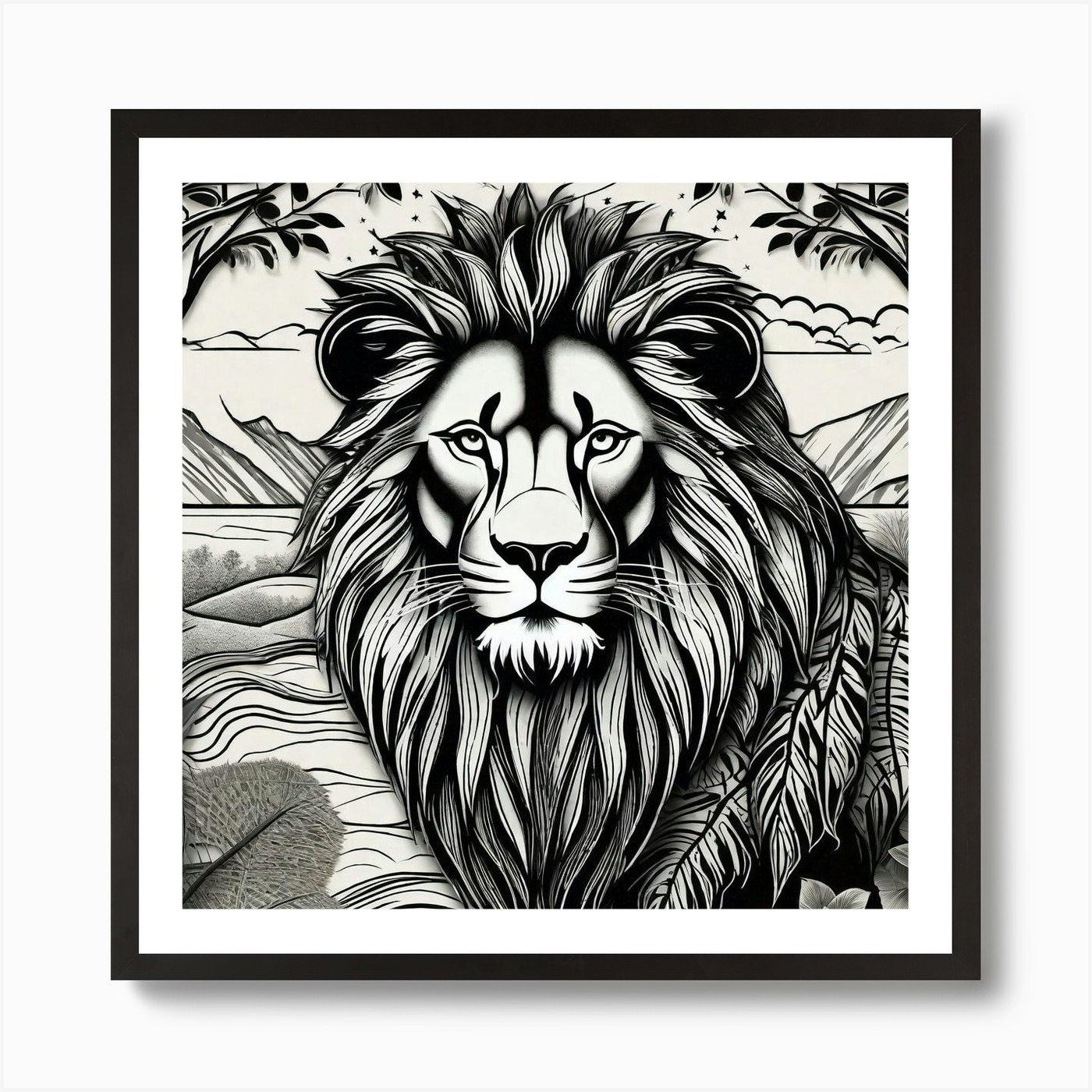 Lion In The Forest 36 Art Print Framed Wall Art Poster Canvas Print Picture