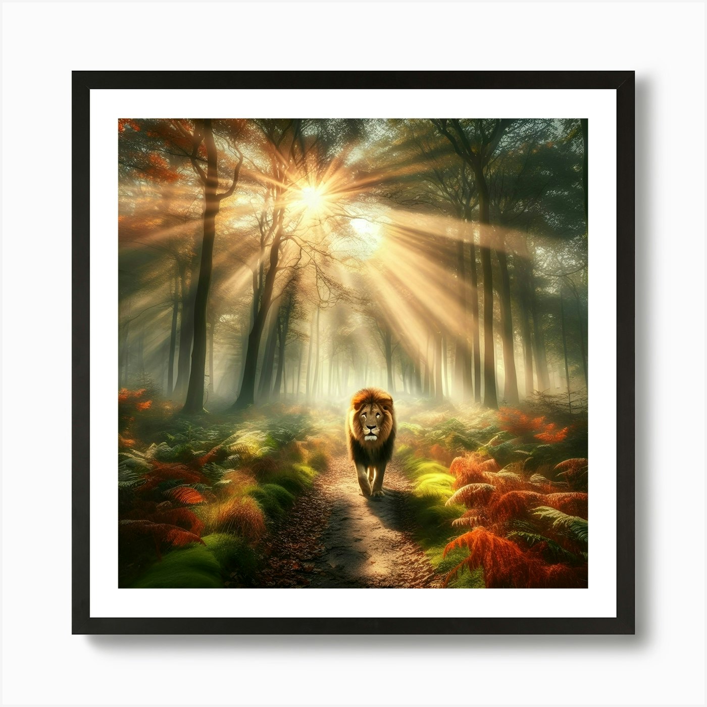 Lion In The Forest 4 Art Print Framed Wall Art Poster Canvas Print Picture