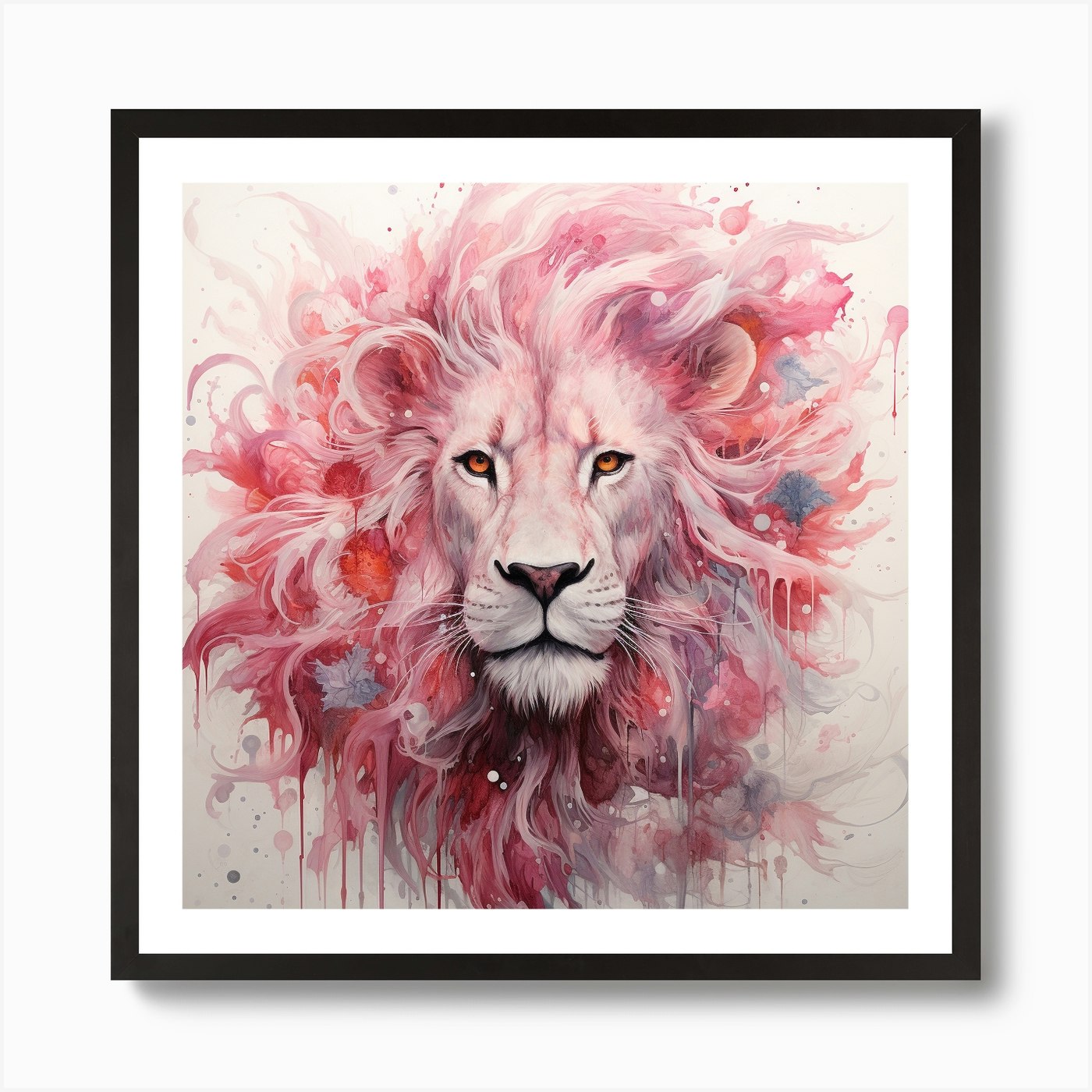 Pink Lion Art Print Framed Wall Art Poster Canvas Print Picture