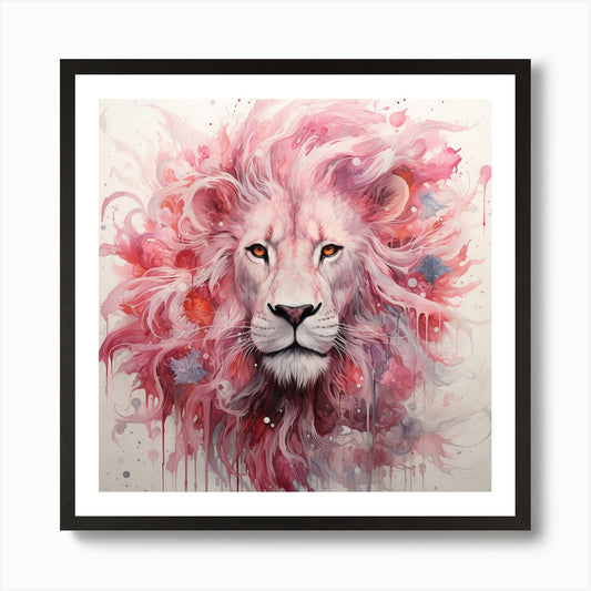 Pink Lion Art Print Framed Wall Art Poster Canvas Print Picture